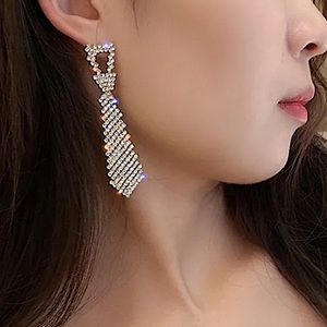 Rhinestone White Gold Plated Dangle Earrings